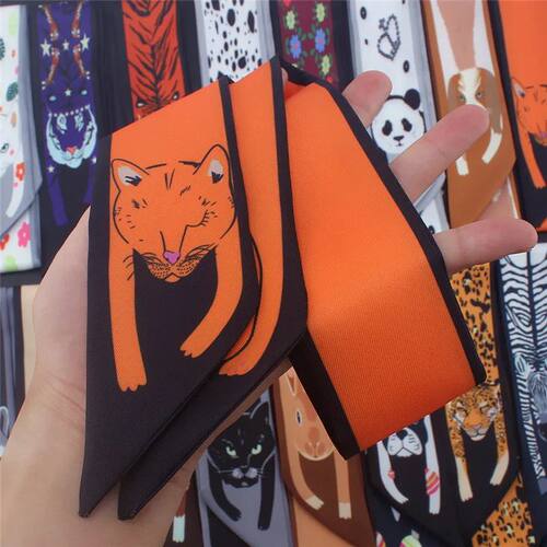 17 Colors Animal Print 2024 New Bag Skinny Silk Scarf For Wo