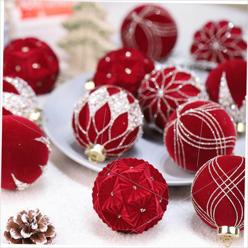 Christmas ball brick flocking set Christmas tree pendant圣诞