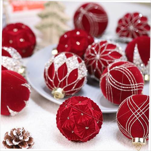 Christmas ball brick flocking set Christmas tree pendant圣诞