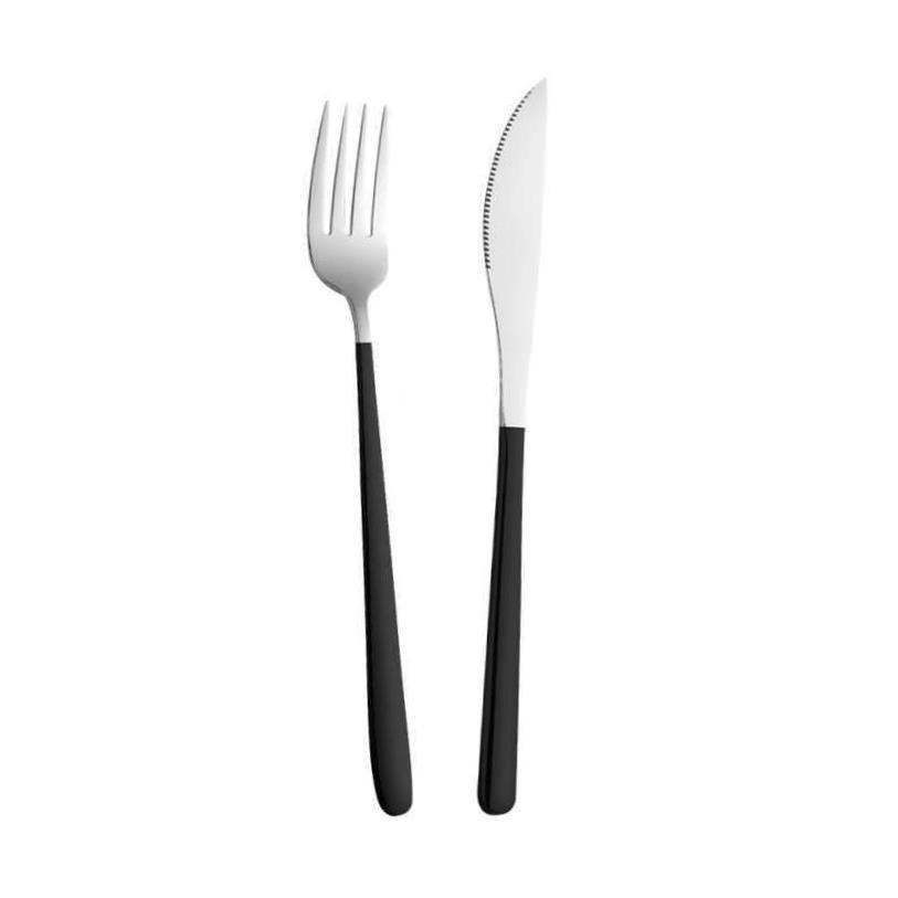 Knife, fork and spoon set of three steak plates cutlery