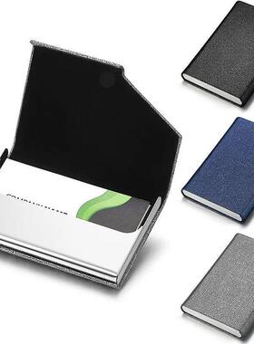 Business Card Holder with Magnetic PU Leather Stainless Stee