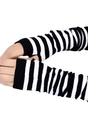 Winter Fashion Striped Arm Warmers Knitted Female Wrist Hand