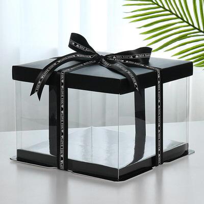 Cake box transparent 4/14 inch flower cake layout packaging
