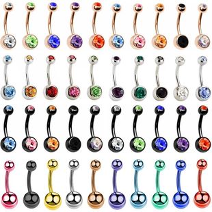 5/10/20Piece Zircon 14G Belly Piercing Lot Surgical Steel Cr