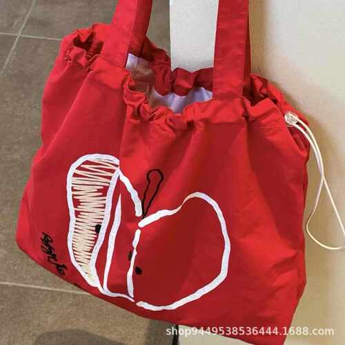Drawstring Canvas Bag Student Light Commuter All-match Shoul