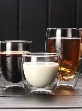 5 Sizes Double Wall Insulated Glass Cup Clear Espresso Coffe