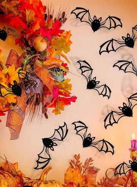 12pcs 15cm Halloween D Hollow Bat Wall Stickers Black Bat S