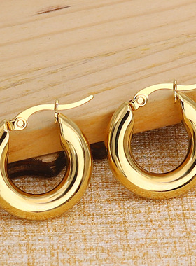 Surgical Steel Gold Tone Women Chunky Hoops Earrings Gift
