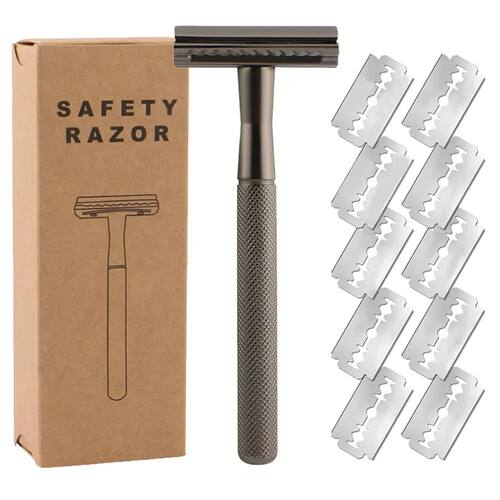 Double Edge Safety Razor for Men & Women, Metal Razor with 1