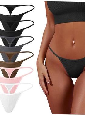 Women Cotton Panties Stretch T-back G-String Thongs Low Rise