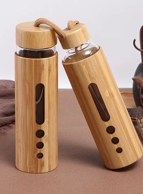 Glass Water Bottle with Bamboo Sleeve 500ml Borosilicate Gla