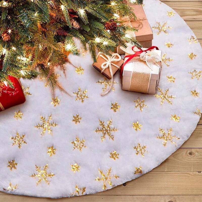 Christmas Tree Skirt Faux Fur Trees Skirts Base Cover Carpet