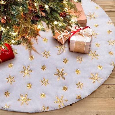 Christmas Tree Skirt Faux Fur Trees Skirts Base Cover Carpet