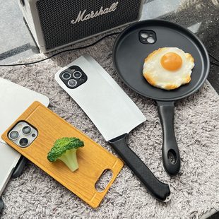 欧美恶搞怪14Pro苹果15promax手机壳平底锅菜刀型适用iPhone13有趣味解压12p切菜板16plus个性 创意8Xs网红潮7