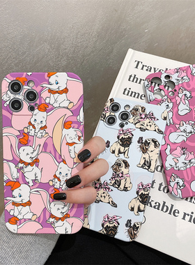 会发光的苹果12手机壳创意个性夜光iPhone11pro max保护壳卡通小飞象15适用Xs猫咪xr软壳14 plus小众法斗犬13