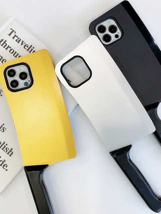 Trendy Knife-Shaped Phone Case for iPhone iPhone 13 Apple 15/12 Pro Max, Gold Knife Design, Super Popular, Suitable for 8XS, Couple Models, New 11 Model, 14 Plus, Funny and Quirky Design, 7P