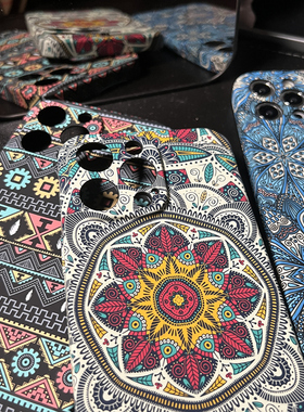 浮雕夜光手机壳苹果14pro max民族风花朵图腾适用iPhone13/12磨砂高级感Xs潮牌气质女新款11软壳全包边高端15