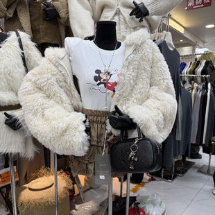 十三行现货2025冬季新款韩版慵懒风连帽拉链毛茸茸外套k68683w356