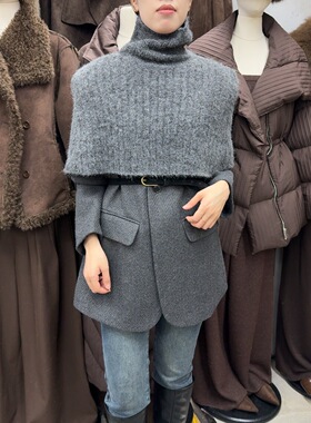 现货2025冬季新款韩版时尚羊毛披肩斗篷西装外套K68528W400