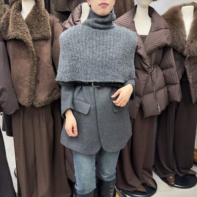 韩版时尚羊毛披肩斗篷西装外套