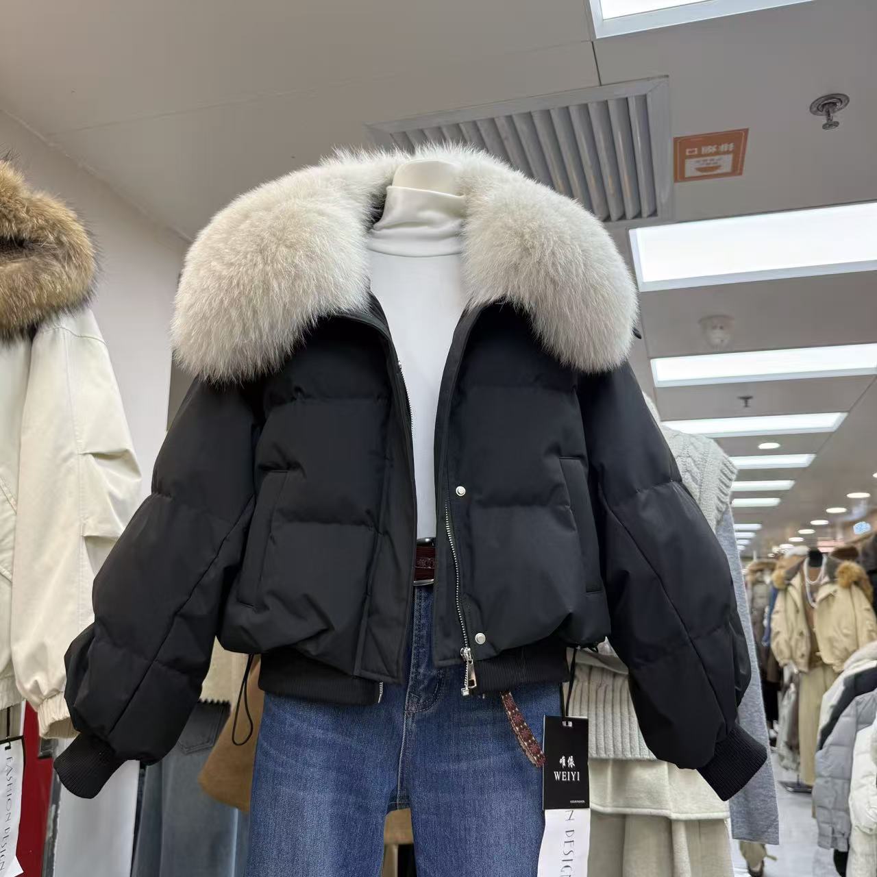 韩版时尚大毛领宽松面包羽绒服