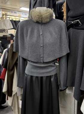 十三行现货2025冬季新款韩版围脖披肩两件套毛衣打底衫k68784w169