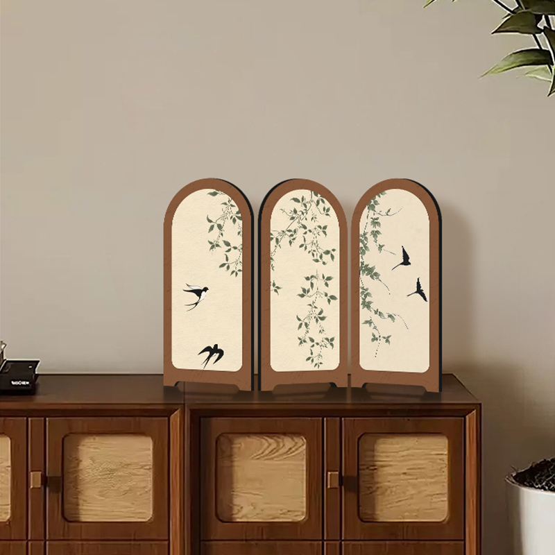 《燕归》中古风花鸟屏风桌面装饰摆件电视柜创意高级感摆画装饰画