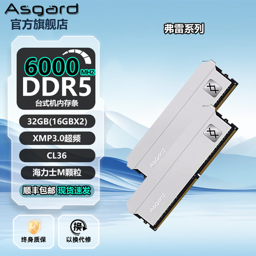 阿斯加特 弗雷  DDR5 6000 32G(16GX2)台式机内存条海力士M颗粒