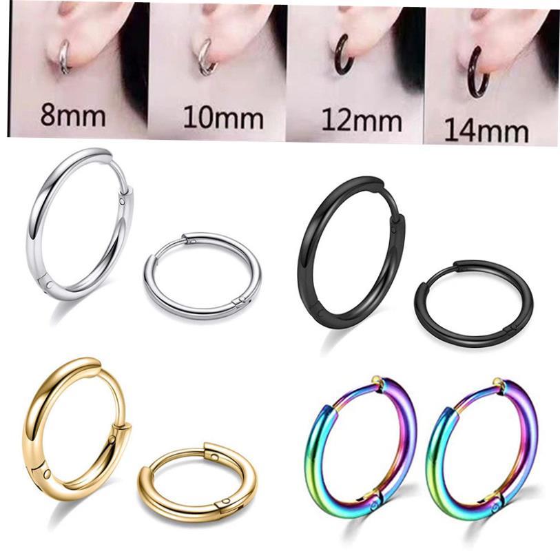 New Simple Stainless Steel Small Hoop Earrings for Women Men