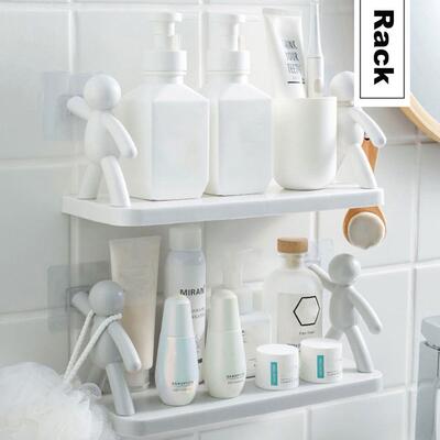 bathroom perforated storage rack Shelves No-drill Towel rack