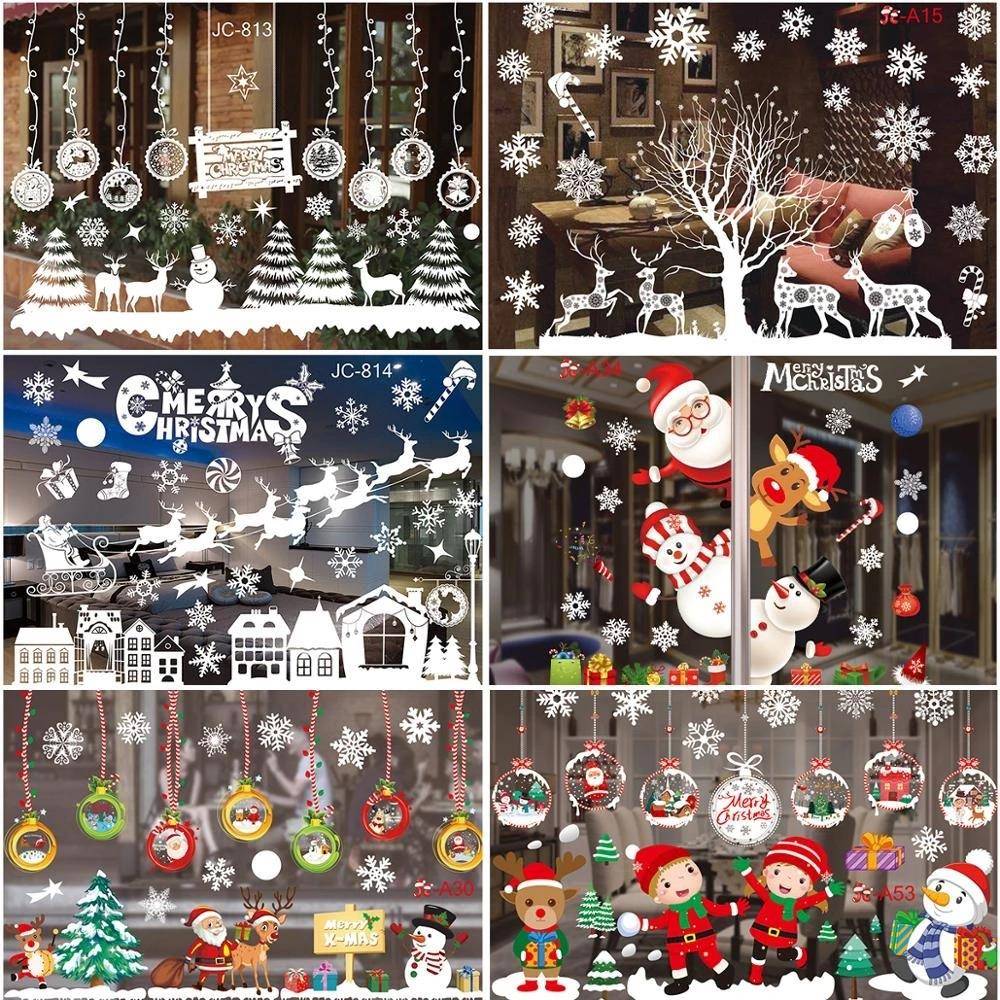 Christmas Wall Window Sticker Garland New Year Ornaments