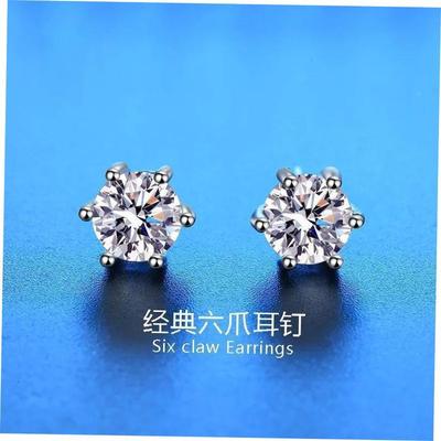 925 Sterling Silver Stud Earrings zircon For Women Fashion E