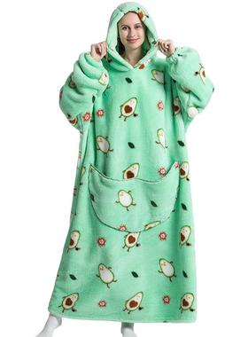 Extra-large warm slacker hoodie with extra length 懒人毛毯衣