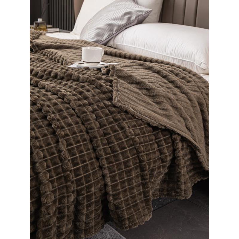 Winter cut plaid double-sided rabbit fleece blanket 兔毛绒毯