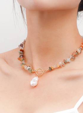 Girls casual jewelry beach trend turquoise necklace休闲饰品