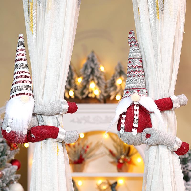 2pcs Christmas curtains, snowmen, reindeer, home decoration