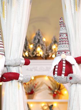 2pcs Christmas curtains, snowmen, reindeer, home decoration