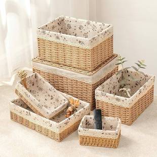 box basket desktop small woven bamboo rattan storage