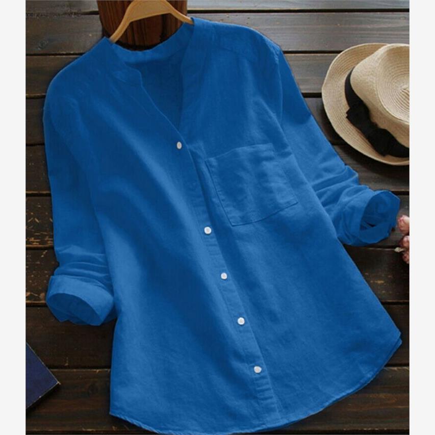 ladies Casual shirts stand-up collar shirt long women tops
