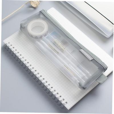 Siple Transparent esh Pencil Case Office Student Pencil Ca