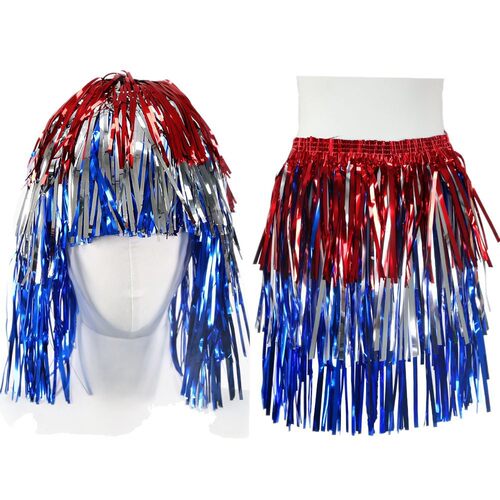 Japanese Red Silver Blue Rain Wig Tassel Skirt Party Decorat