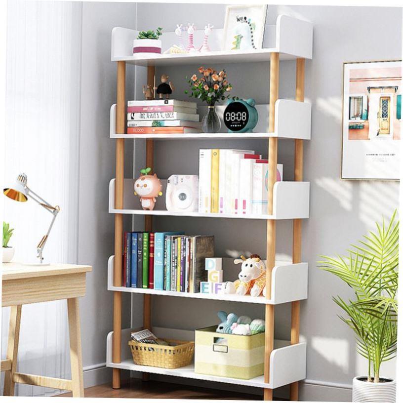 Bookshelf wooden student study multi-layer storage bookcase