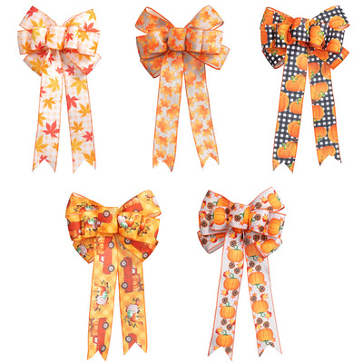 Thanksgiving Pumpkin Bow Autumn Harvest Festival Home Decora