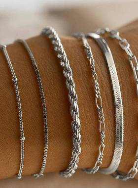 6-piece set bracelets women金属链条女式手饰套装6条装手链套装