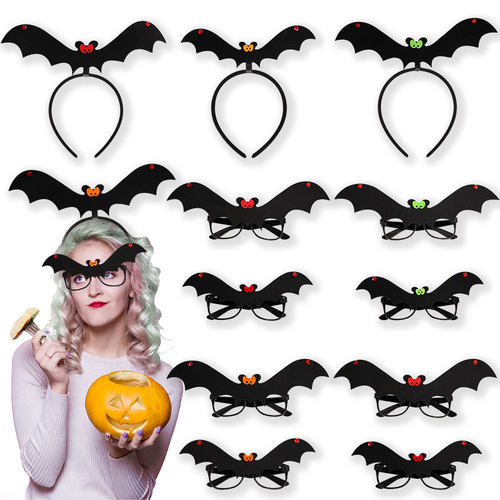 Halloween Black Bat Headband Glasses Holiday Party Carnival