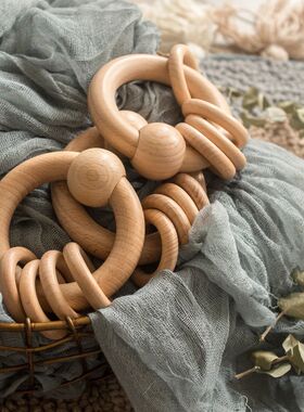 Baby Toys 1pcs Wooden Rattle Beads Cartoon Rattle Teething R