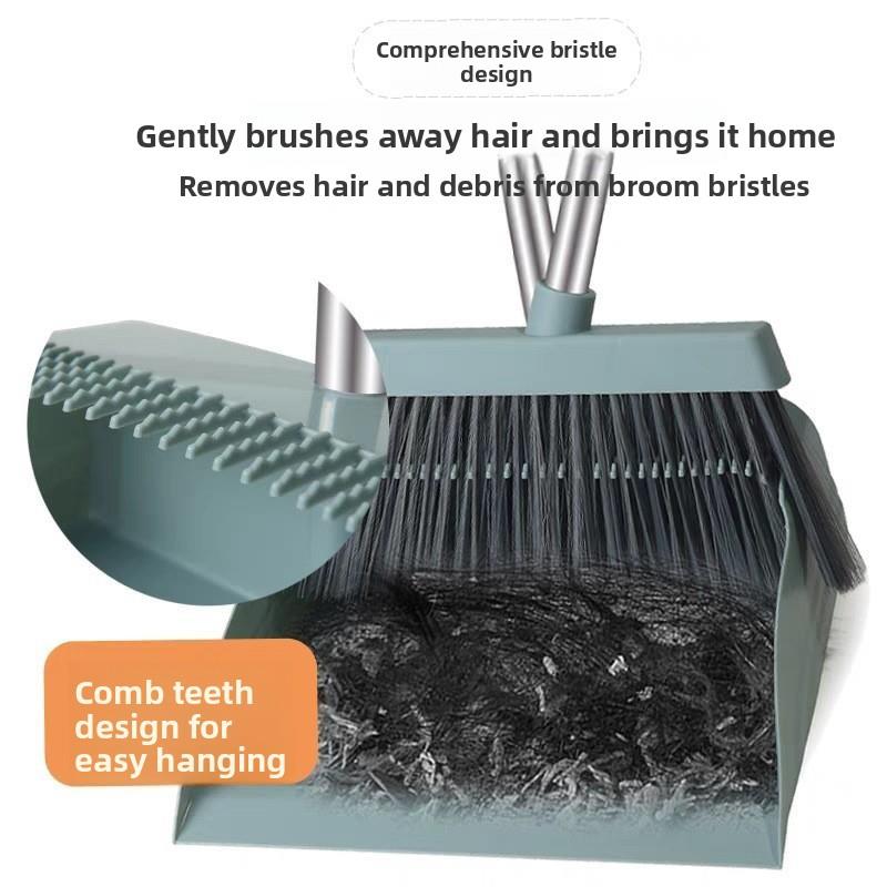 Broom and dustpan set with soft brush broom and dustpan set