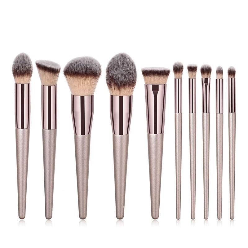 Hot Champagne Makeup Brush Set for Women Cosmetic Foundation