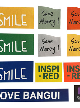 新款海蓝色胶印立体布标A4麻布袋DIY包包改装布贴服装装饰辅料