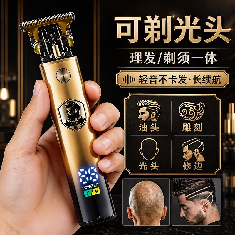 德国精工电动理发器男士数显充电家用电推剪复古雕刻油头理发推子